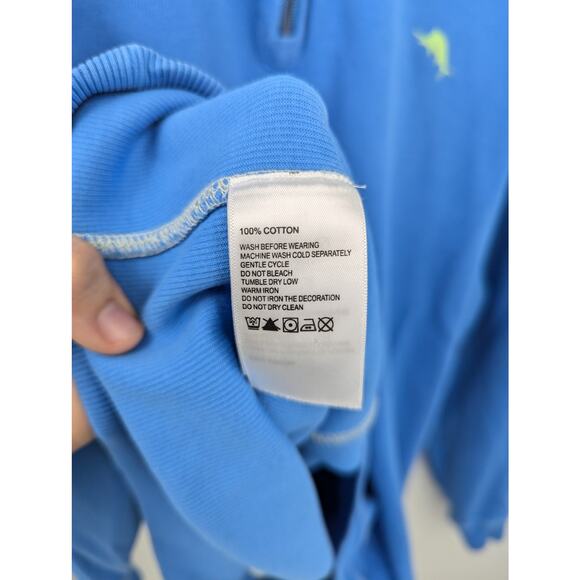 EUC 100% Cotton Tommy Bahama 1/4 Zip Blue Pullover Men's Size XXL - Picture 6 of 6